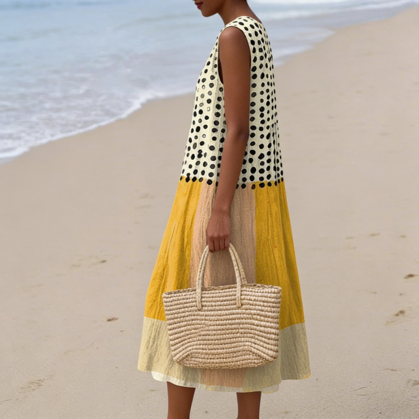 Chaya | Vestido Midi con Bloques de Color y Lunares