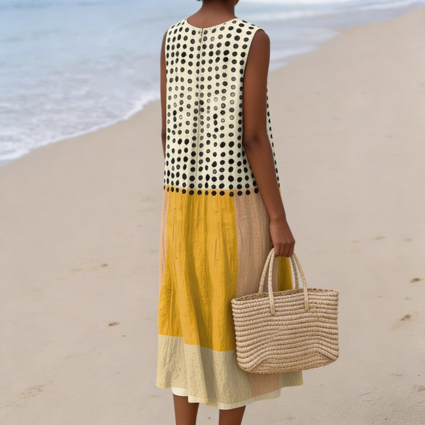 Chaya | Vestido Midi con Bloques de Color y Lunares