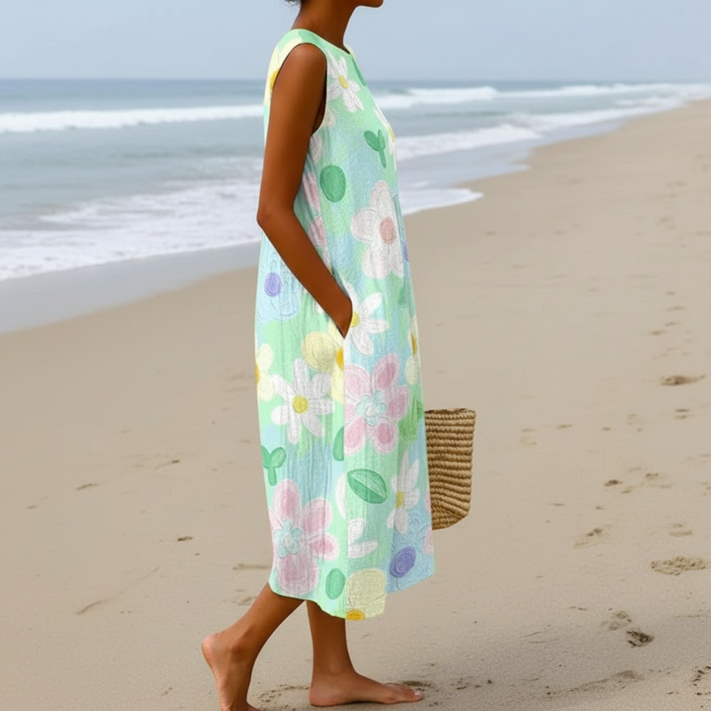 Erika | Vestido Midi con Flores Pastel