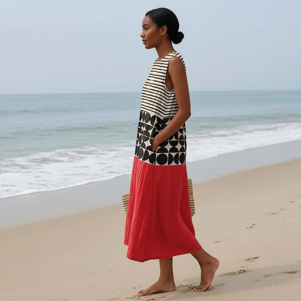 Metztli | Vestido Midi con Bloques de Color