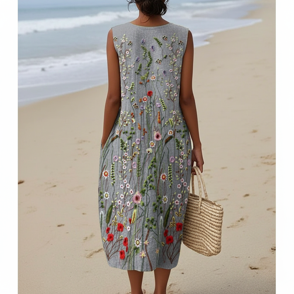 Klara | Vestido Midi con Flores Silvestres