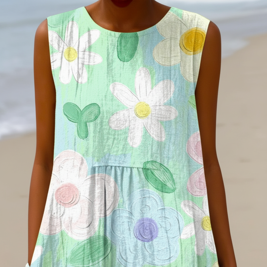 Erika | Vestido Midi con Flores Pastel