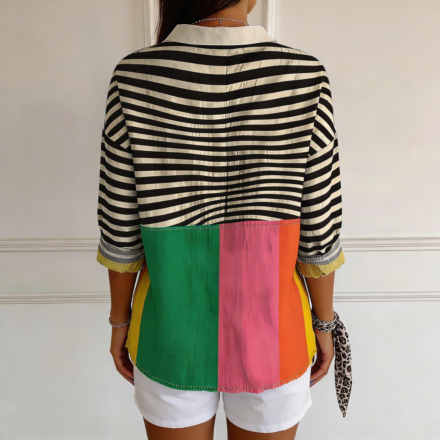 Fernanda | Blusa Urbana a Rayas en Contraste