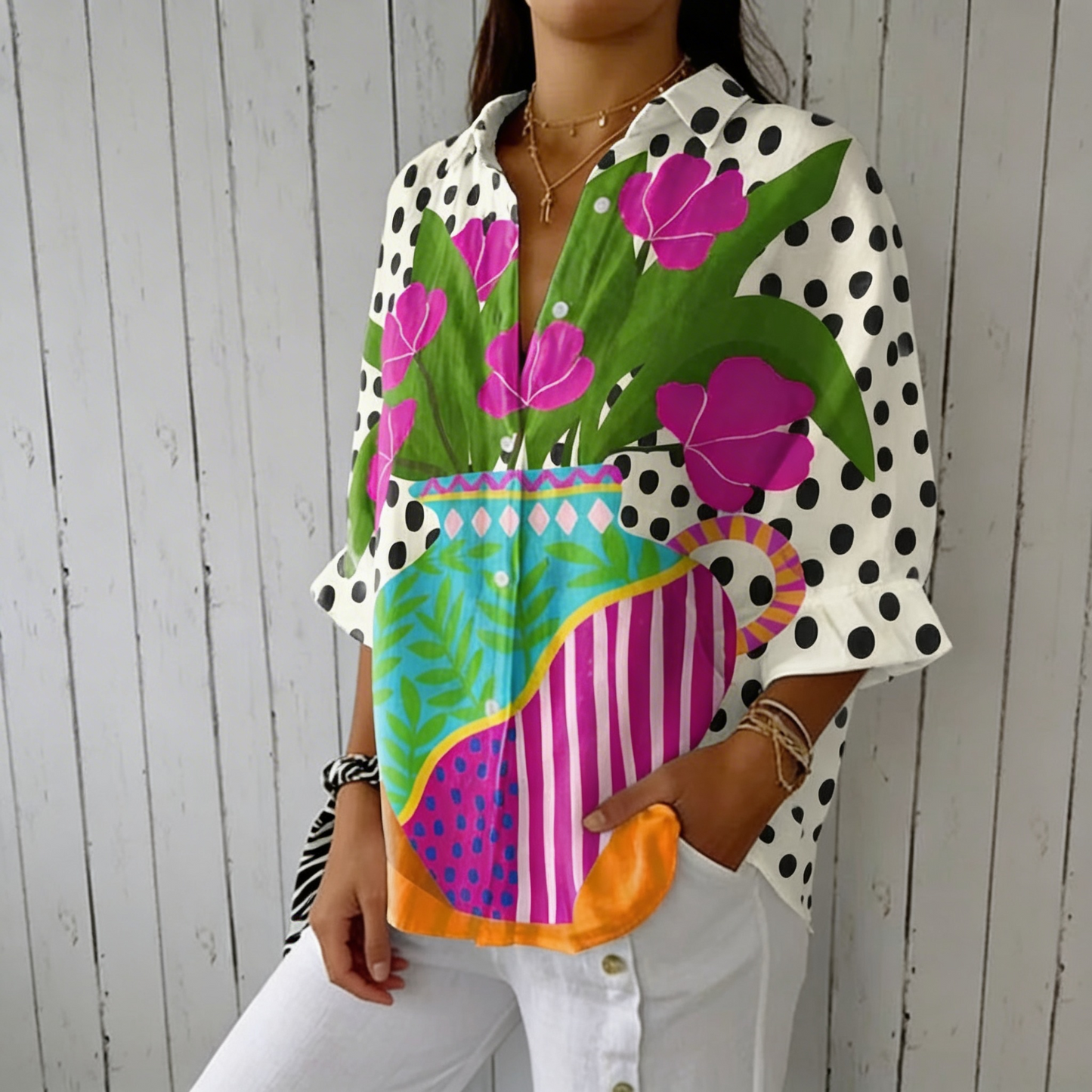 Maya | Blusa con Florero Floreciente