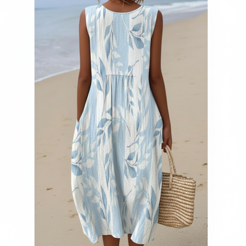 Maylen | Vestido Midi con Estampado Hojas