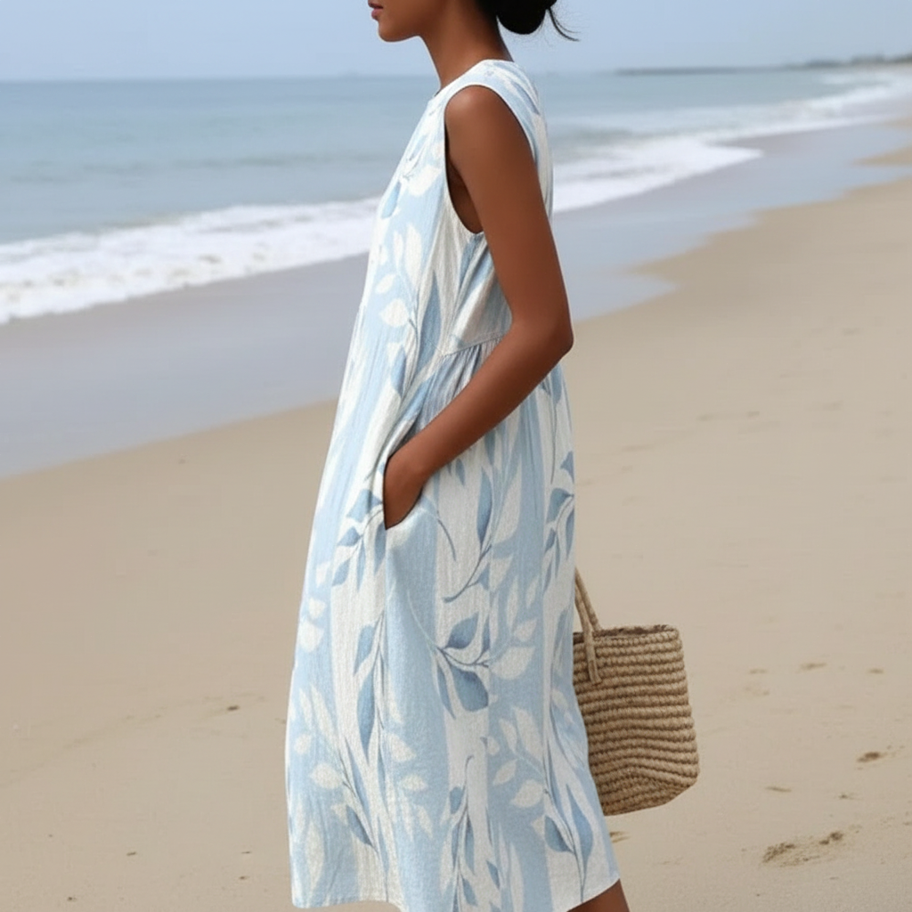 Maylen | Vestido Midi con Estampado Hojas
