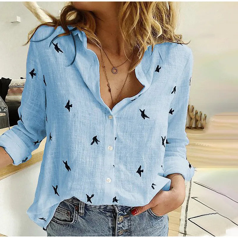 Eliana | Camisa con Estampado Pájaro
