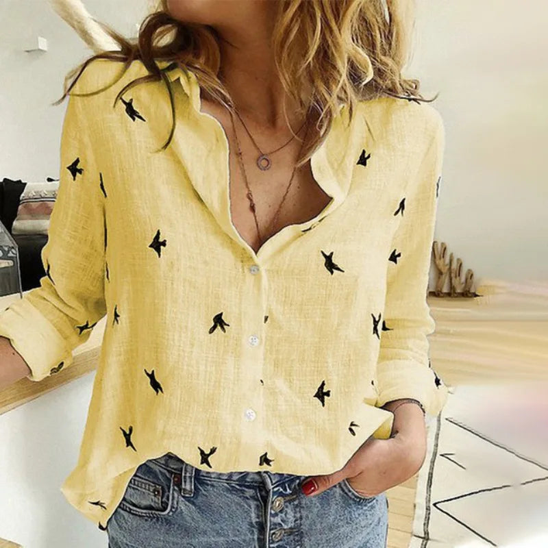 Eliana | Camisa con Estampado Pájaro