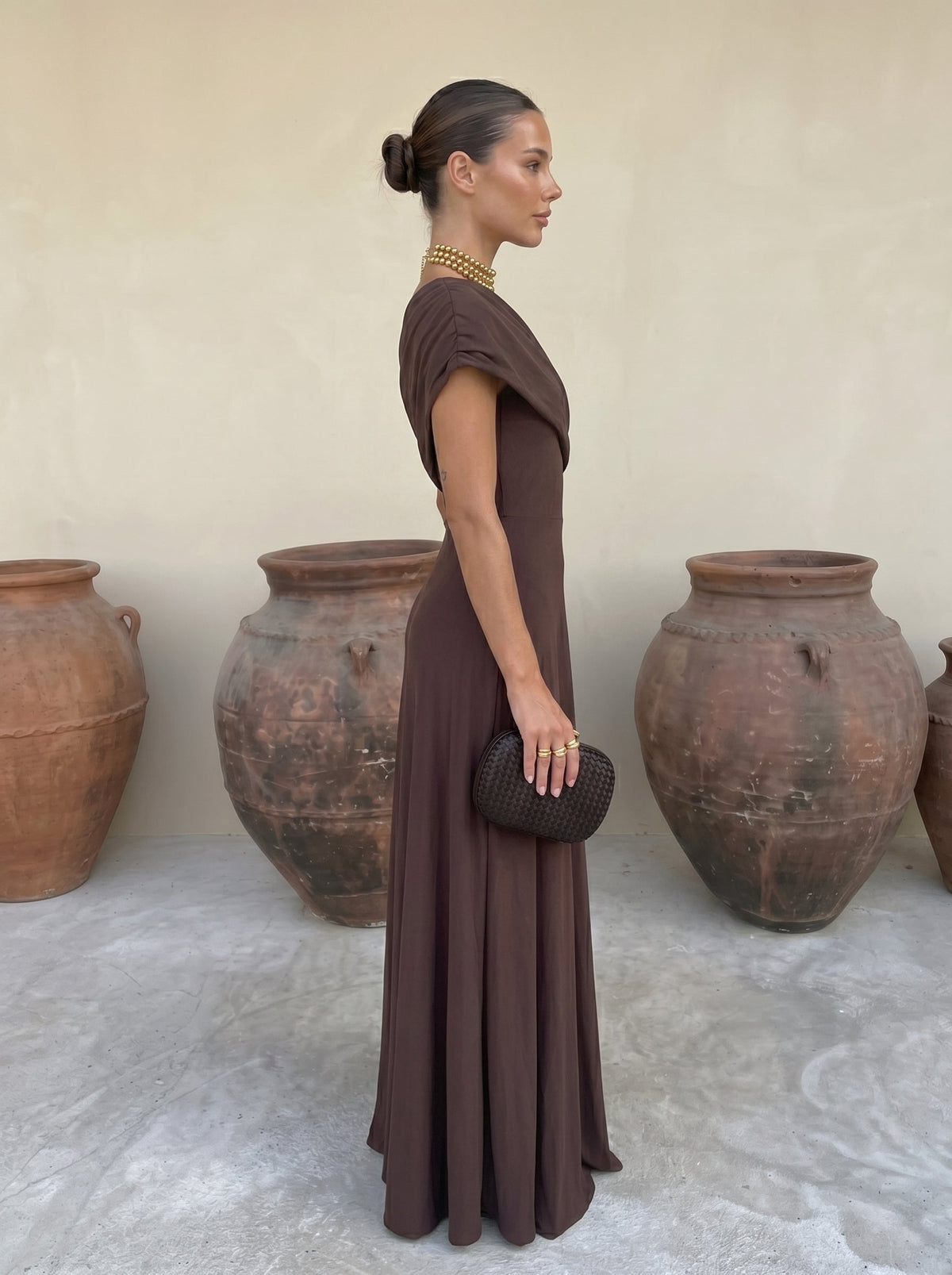 Córdoba | Vestido largo hombros descubiertos en tres tonos