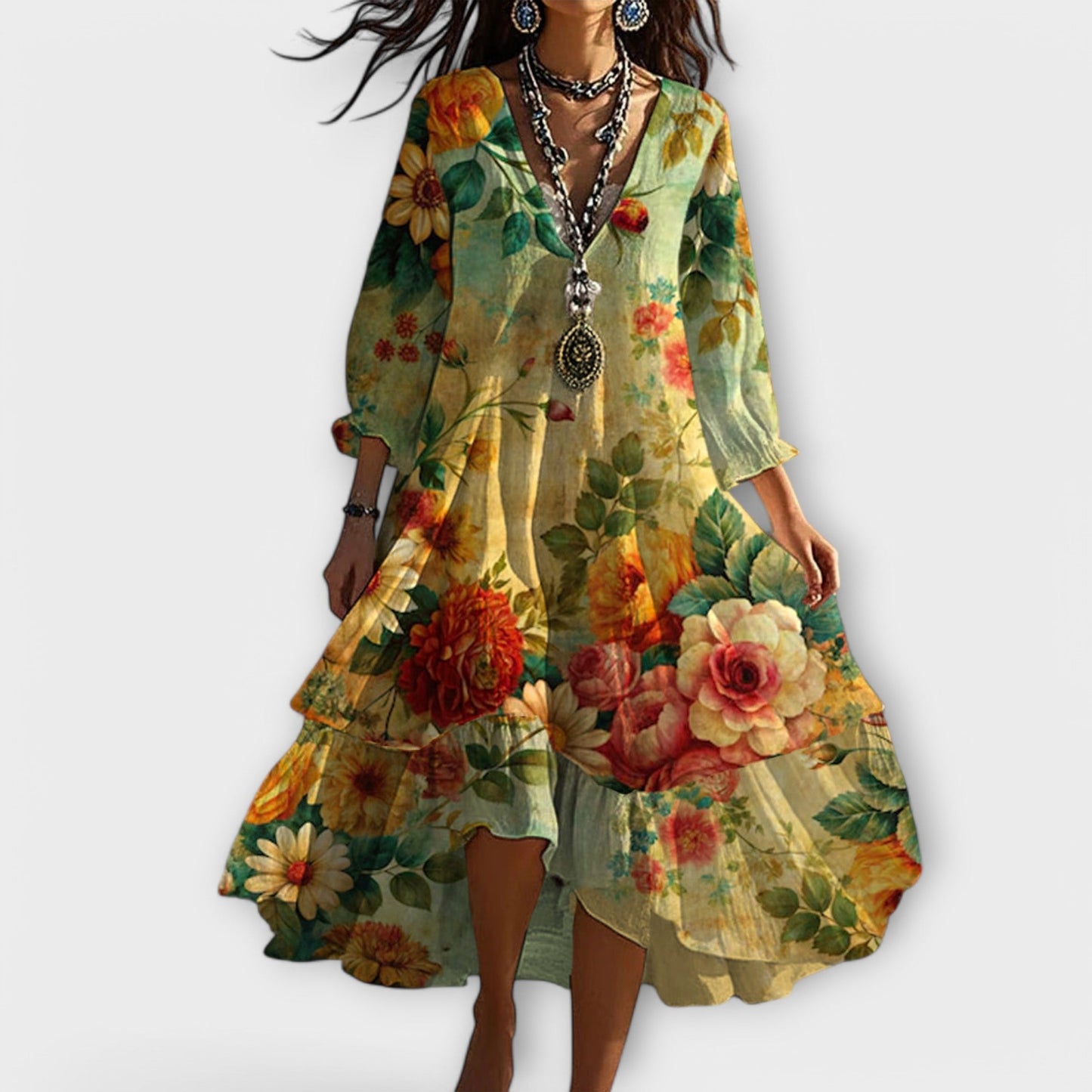 Isel | Vestido maxi floral cómodo